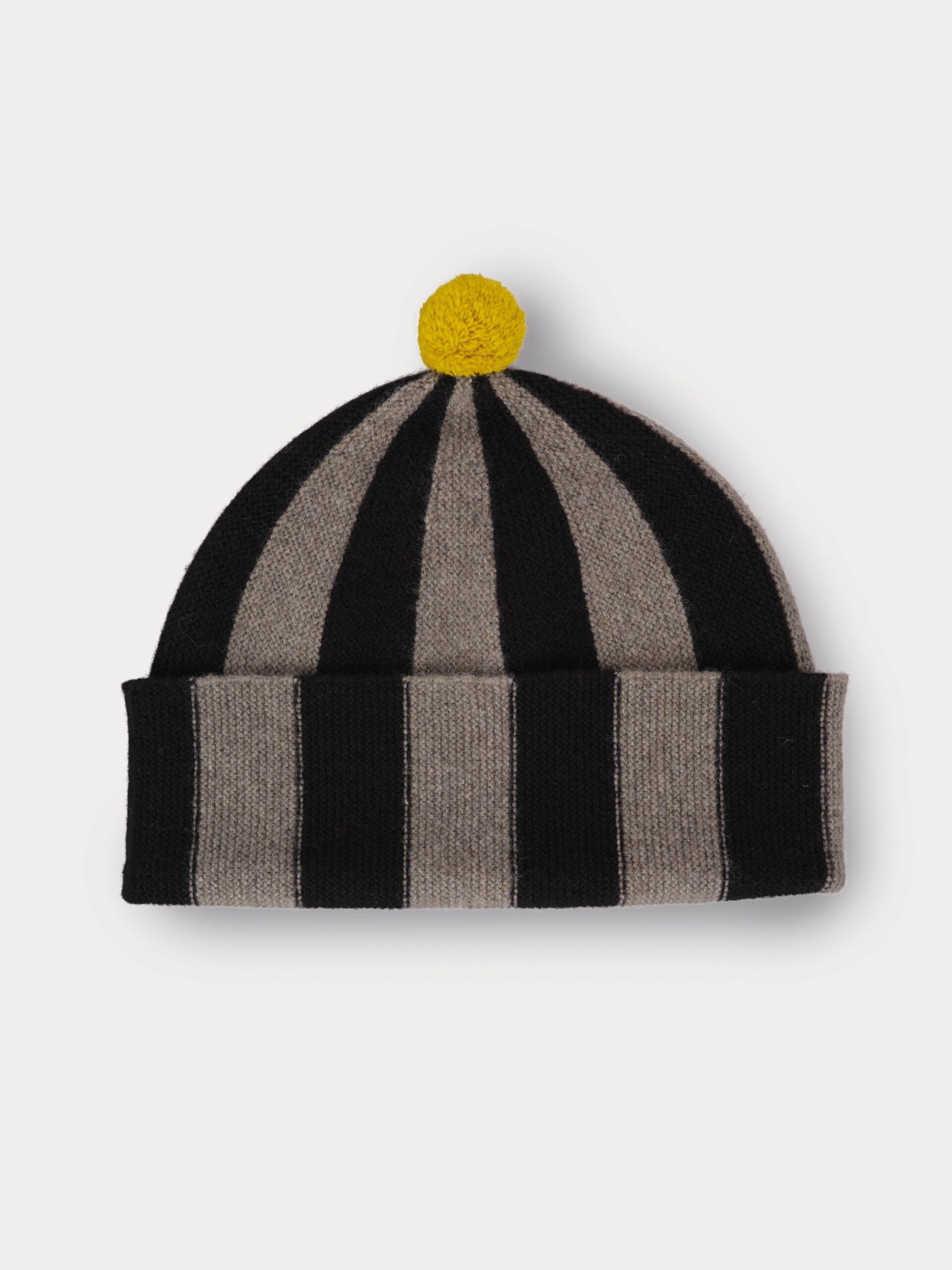CZAPKA W PIONOWE PASY Z POMPONEM - BLACK & MOSS