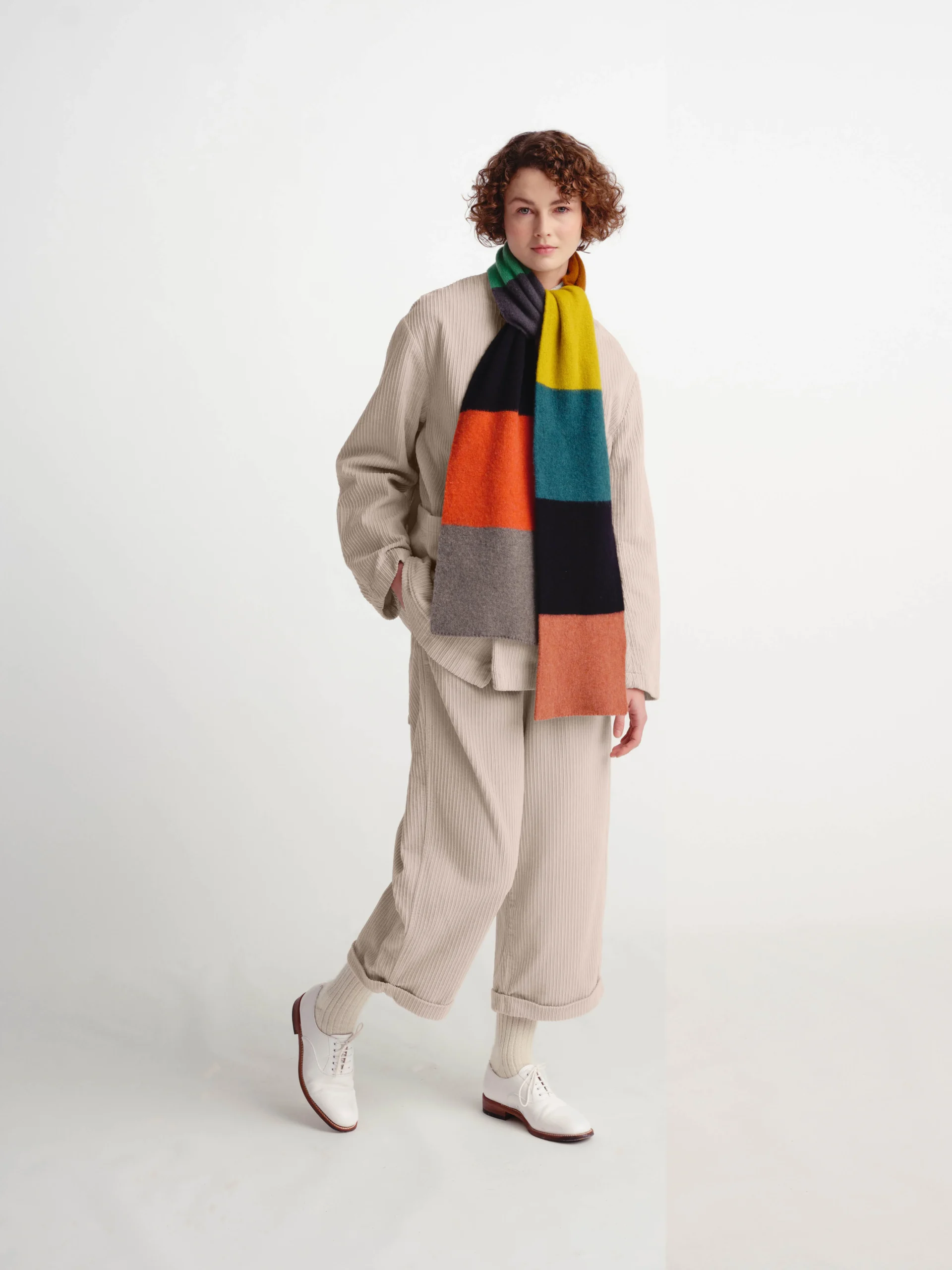 SZALIK COLOURBLOCK ZE SZCZOTKOWANEJ WEŁNY - BRIGHT