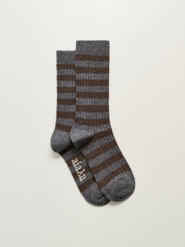 SKARPETY STRIPED CASHMERE MIX GREY