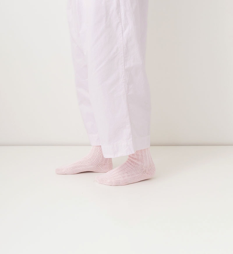 SKARPETKI LINEN RIB - PALE PINK
