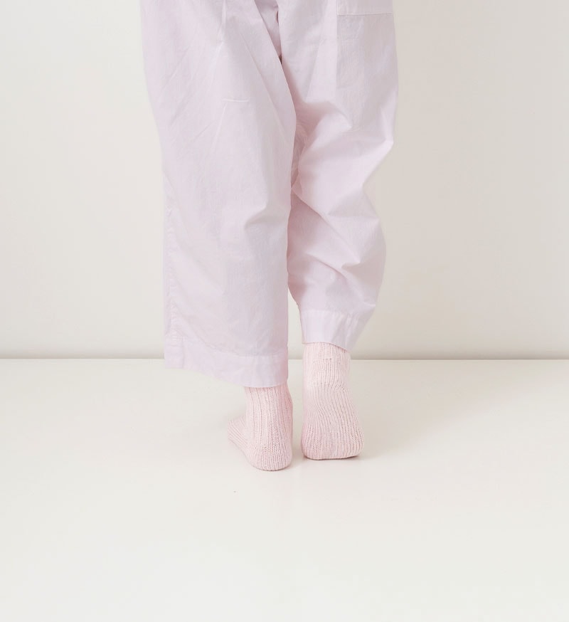 SKARPETKI LINEN RIB - PALE PINK